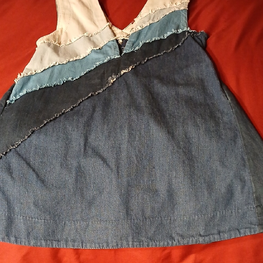 Free People Denim Patchwork Mini Dress - Picture 8 of 10